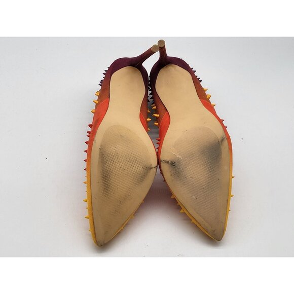 Steve Madden Testy Orange Multi Stud Printed High Stiletto Pointed Toe Pump Sz 6 - Picture 5 of 7